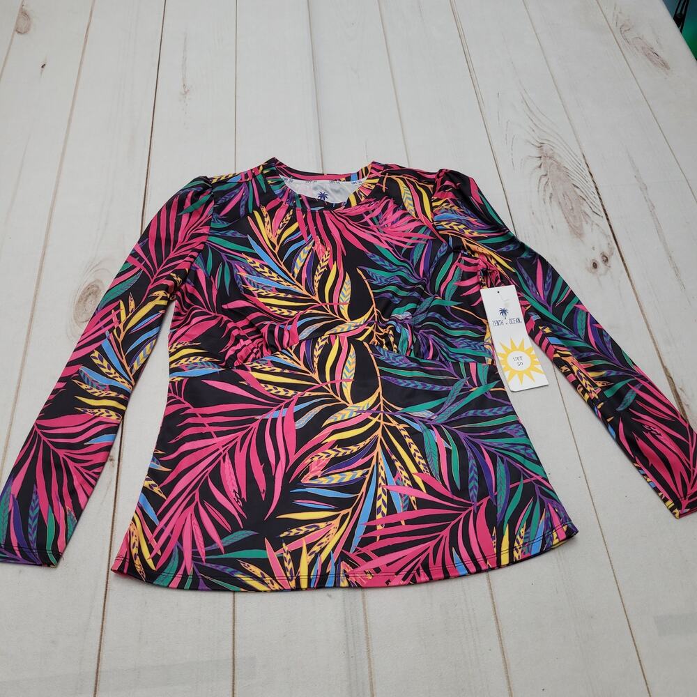 Tenth Ocean swim top sun protection 50 upf Long sleeve tropical vacation puff